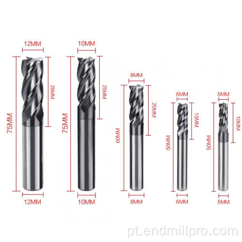 Revestimento preto da fresa de topo plano de carboneto 45HRC